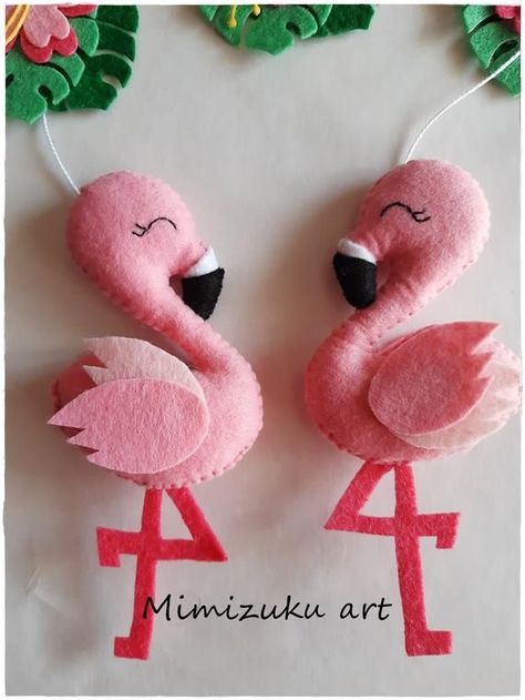 Flamingo Nursery Decor, Flamingo Nursery, Flamingo Craft, Flamingo Ornament, Felt Ornaments Patterns, Bird Mobile, Mobile Crib, Fiesta Tropical, Gift For Newborn