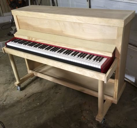 Built custom upright "shell" for electric piano | Piano Forum Diy Piano, Piano Room Decor, Piano Table, Piano Stand, Piano Desk, Old Piano, Painted Pianos, Electric Keyboard, Home Music Rooms