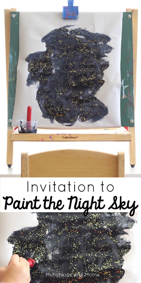 Paint The Night, Space Theme Preschool, Space Preschool, Space Crafts For Kids, Night Sky Art, Weather Theme, Space Activities, Art Projects For Kids, The Starry Night