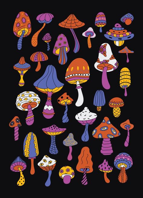 Forest Mushrooms, Mushroom Drawing, Magic Mushroom, Magic Forest, Phone Backgrounds, Art Inspo, Eye Candy, Illustration Design, White Background