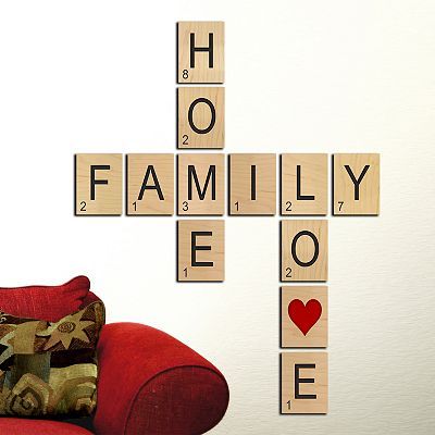 Game Tile ''Home Family Love'' Wall Art Scrabble Letter Crafts, Scrabble Tile Crafts, Scrabble Tile Wall Art, Scrabble Crafts, Game Room Wall Decor, Scrabble Wall Art, Scrabble Wall, Scrabble Art, Alphabet Wall Art