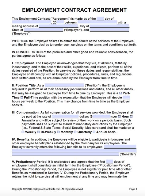 Employment Agreements / Contracts | PDF | Word Employment Contract, Wage Garnishment, Service Level Agreement, Paid Time Off, Non Disclosure Agreement, Employment Law, Event Template, Contract Agreement, Lease Agreement