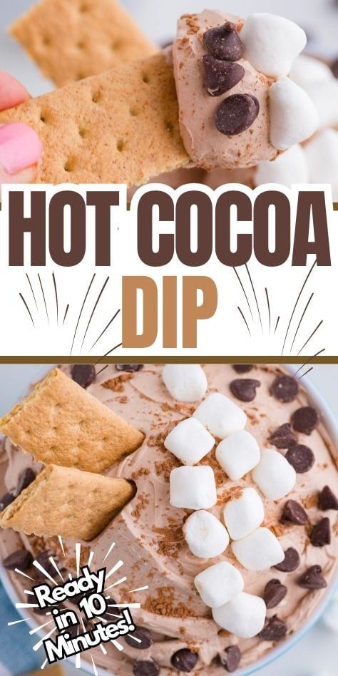 This no bake hot cocoa dip is made with cream cheese, marshmallow fluff, and Cool Whip. Hot Chocolate Dessert Dip, Dips With Marshmallow Fluff, Marshmallow Cool Whip Dessert, Cool Whip Ideas, Fluff Dips, Cool Whip Fluff Recipes, Hot Coco Dip, Hot Cocoa Dip Recipe, Cool Whip Dip Recipes