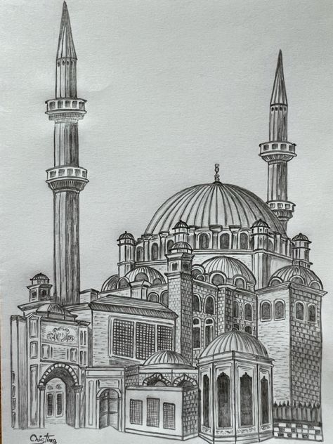 Istanbul - Mosque — Drawing - pencil sketch - A place I ... 🧡💙💛💜 ...!!! #citydrawing #arhitecture #drawing #pencilsketch #handmade #artwork #Turkey #Istanbul #mosque Istanbul Turkey Drawing, Istanbul Sketch, Mosque Drawing, Istanbul Mosque, Turkey Drawing, Abstract Coloring Pages, Sketchbook Inspo, Calligraphy Art Print, City Drawing