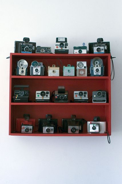 I've already been doing this (collecting vintage cameras since high school), but I love these and i want to display them more like this! Fotocamere Vintage, Camera Collection, Dslr Photography Tips, Instant Photography, Antique Cameras, Old Cameras, Vintage Polaroid, Polaroid Camera, Dslr Photography