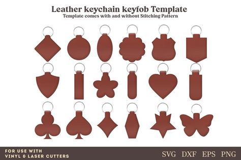 Leather Keychain Key Fob SVG Laser cut file Template DXF#leatherkeychainkeyfobtemplatesvg #leatherkeychainshapeswithsewingstitchessvg #leathercuttingdigitalfiles Cricut Leather Keychain, Keychain Svg, Keychain Gifts, Stained Glass Butterfly, Laser Projects, Diy Bags Purses, Acrylic Keychains, Leather Key Fobs, Sewing Stitches