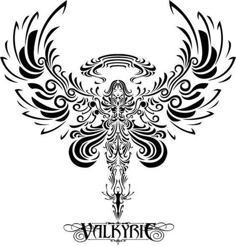 Tattoo Wings Tattoo Design, Kresley Cole, Norse Mythology Tattoo, Nordic Symbols, Valkyrie Tattoo, Belly Tattoos, Throat Tattoo, Wing Tattoo Designs, Norse Goddess