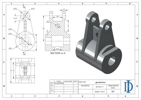 Solidworks Projects, Solidworks Drawings, Autocad 3d Modeling, Autocad Isometric Drawing, Solidworks Tutorial, Solid Works, Revit Family, Interesting Drawings, House Wall Design