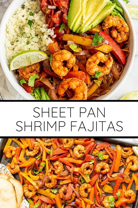 Gluten Free Recipes For Dinner Sheet Pan, Shrimp Fajitas Bowl, Shrimp Dairy Free Recipes, Dairy Free Shrimp Recipes, Gluten Free Dairy Free Shrimp Recipes, Keto Shrimp Taco Bowl, Shrimp Fajita Bowl, Shrimp Fajitas Sheet Pan, Gluten Free Shrimp Recipes