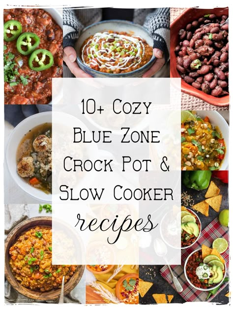 10+ Cozy Blue Zone Crock Pot and Slow Cooker Recipes Blue Zone Meal Ideas, Blue Zone Soup Recipes, Blue Zones Recipes Easy Dinners, Vegetarian Dairy Free Recipes, Vegan Burger Recipes, Blue Zone Diet, Lunch Bowl Recipe, Blue Zone Recipes, Blue Zones Diet