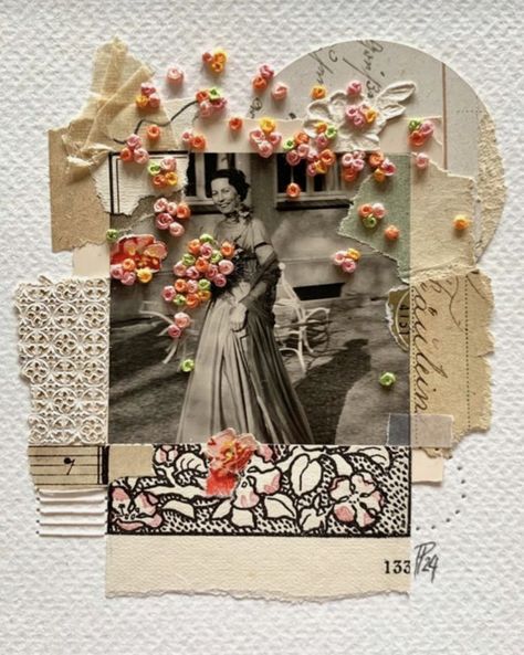 Embroidered Photography, Embroidered Photo Art, Embroidered Photographs, Embroidered Paper, Bullet Journal Work, Embroidered Photo, Art Zine, Multimedia Arts, Upcycled Projects