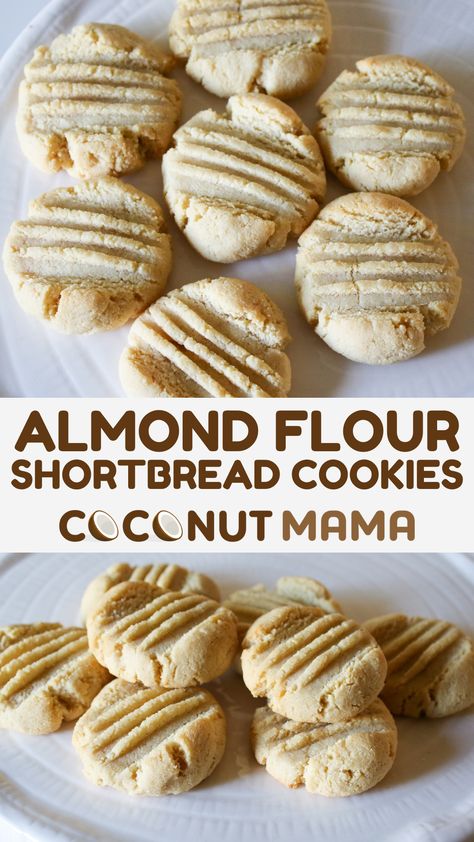 These four-ingredient almond flour shortbread cookies are easy to make and are perfect for the holidays! Almond Flour Shortbread Cookies, Almond Flour Shortbread, Cookies With Almond Flour, Coconut Flour Cookies, Almond Macaroons, Almond Shortbread Cookies, Baking With Coconut Flour, Almond Flour Cookies, Shortbread Cookie Recipe