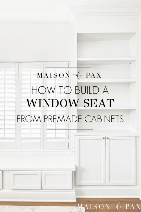 Diy Built In Window Seat And Shelves, Built In Shelves With Window Seat, How To Build Window Seat, Building A Window Seat, Built Ins Next To Window, Billy Bookcase Window Seat, Diy Window Seat With Bookshelves, How To Build A Window Seat, Diy Built Ins Around Window