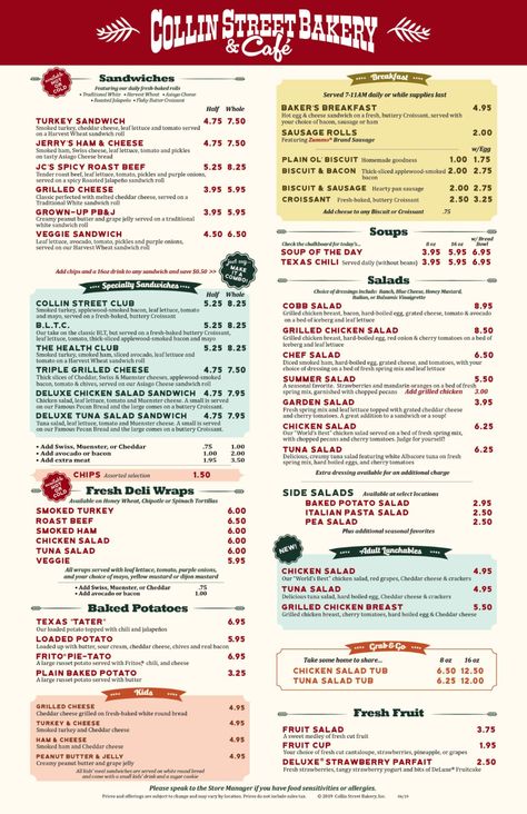 View Our Menu | Collin Street Bakery & Cafe - 4 Texas Locations Egg And Cheese Sandwich, Baked Rolls, Asiago Cheese, Small Cafe, Smoked Ham, Turkey Sandwiches, Sausage Rolls, Cafe Menu, Smoked Turkey