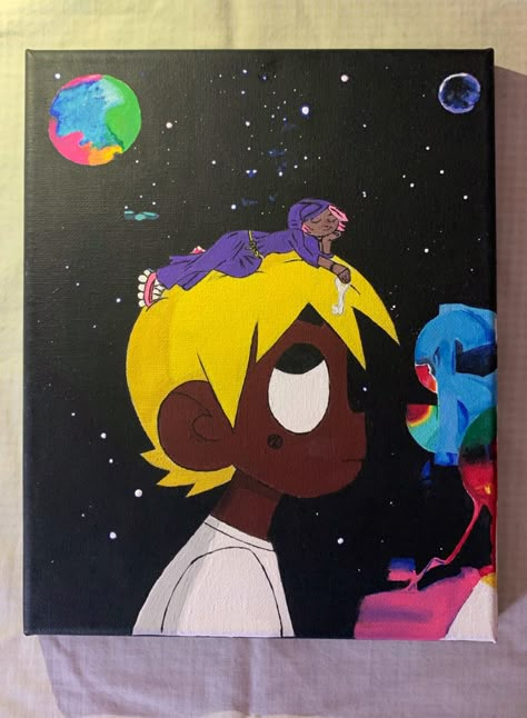 Lil Uzi Album Cover Painting, Rap Paintings Canvases, Astro World Painting, Album Cover Paintings Easy, Juice Wrld Painting Canvas Easy, Rapper Canvas Painting, Lil Uzi Album Cover, Album Cover Canvas Painting, Painting Album Covers