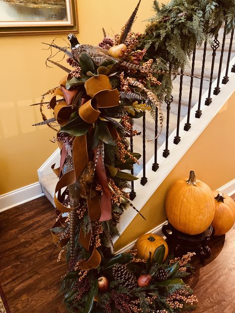 Stairway Garland, Banister Garland, Front Stairs, Thanksgiving 2024, Stair Decor, Modern Fall, Fall Decoration, Autumn Home, Fall Home Decor