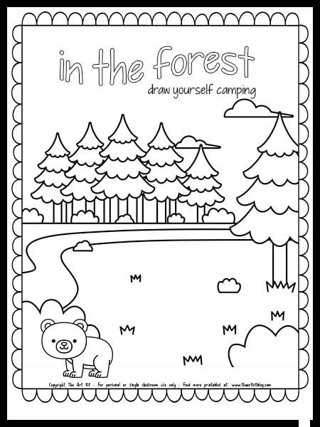 Pre K Forest Activities, Forest Worksheets For Kids, Forest Worksheet, Camping Coloring Sheets, Camping Worksheets, Forest Animals Preschool, Multiplication And Division Worksheets, Draw Yourself, Forest Coloring Pages