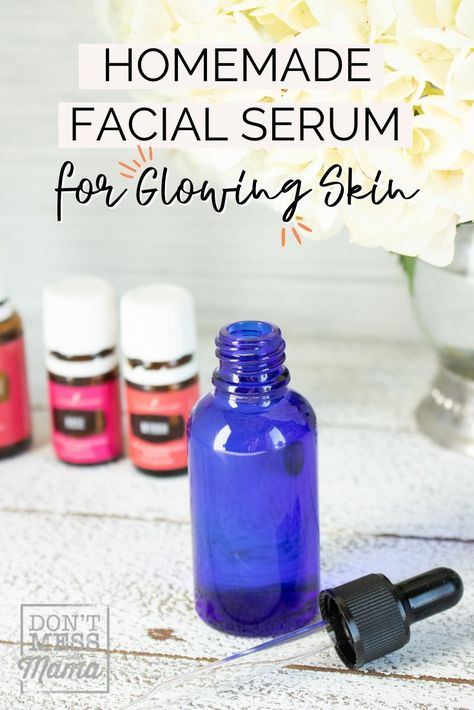 This easy face serum with essential oils is perfect for glowing skin! DIY Face serum will save you money and avoid any toxic chemicals on your skin. #faceserumessentialoils #faceserumDIY #facialserumDIY Diy Face Serum Recipe, Facial Serum Recipe, Facial Serum Diy, Face Serum Recipe, Serum Recipe, Diy Face Wash, Diy Serum, Essential Oils For Face, Diy Cream