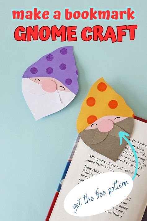 Gnomes Reading Books, Gonk Crafts For Kids, Gnome Kids Craft, Corner Bookmarks Diy Free Printable, Printable Corner Bookmarks, Gnome Crafts For Kids, Gnome Bookmarks, Elementary School Lesson Plans, Gnomes Book