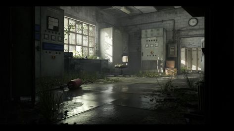 ArtStation - Abandoned Control Room - UE4, Daniel Harris Cinder Block Walls, Apocalypse World, Control Room, Substance Designer, Fall Out 4, Old Room, Arte Cyberpunk, Scene Art, Post Apocalypse