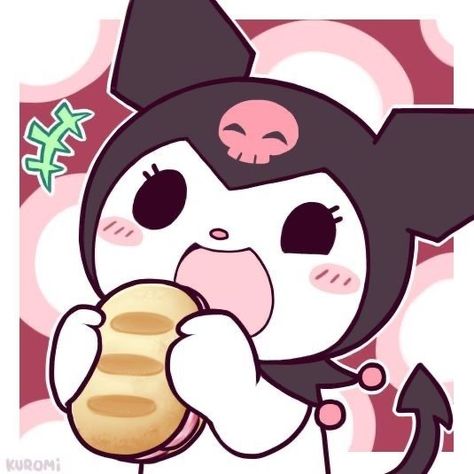 Kuromi Eating, Kuromi Pics, Sanrio Art, Domo Kun, My Melody Wallpaper, Melody Hello Kitty, Kitty Drawing, Hello Kitty Drawing, Hello Kitty Art