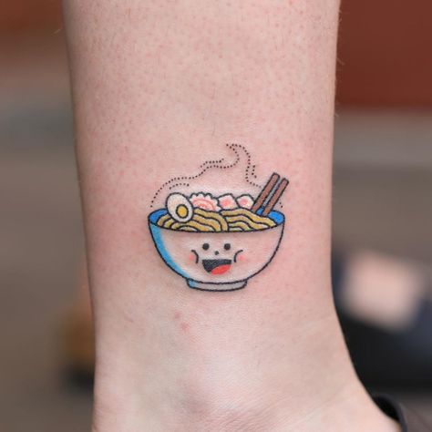 Onigiri Tattoo, Ramen Tattoo, Hand Poke Tattoo, Indian Feather Tattoos, Ramen Food, Food Egg, Food Tattoos, Cute Tats, Kawaii Tattoo