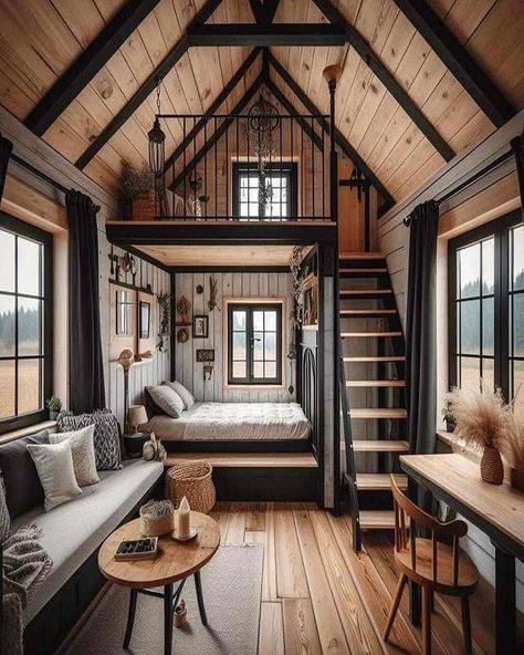 Tiny Home Ideas, Segi Lima, Brooklyn Navy Yard, Tiny House Loft, Tiny House Inspiration, Modern Tiny House, Loft House, Tiny Cabin, A Frame House