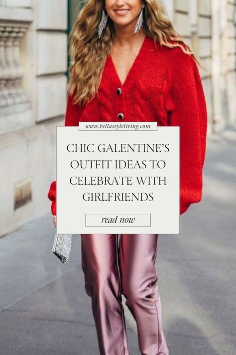 Valentines Outfit Ideas Galentine's Outfits Women, Last Minute Going Out Outfits, Galentines Brunch Outfit Ideas, Valentines Business Outfit, Red And Pink Valentines Outfit, Galentine's Outfits Dressy, Valentine’s Day Brunch Outfit, Plus Valentines Day Outfit, Valentines Theme Outfit