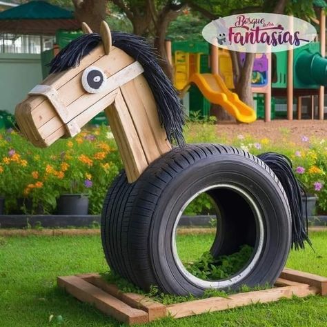 Tire Playground, Reuse Old Tires, Kids Backyard Playground, Tire Planters, Tire Art, Outdoor Fun For Kids, Plastic Bottle Art, Rock Garden Design, Tyres Recycle