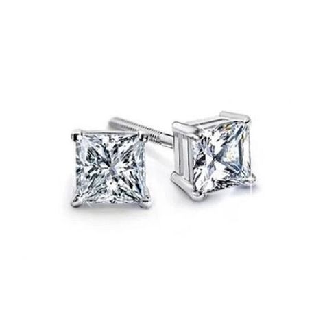 Princess Cut Diamond Earrings, Princess Cut Gold, Solitaire Earrings, Princess Cut Diamond, Moissanite Earrings, White Gold Earrings, Diamond Stud Earrings, Princess Diamond, Diamond Stud