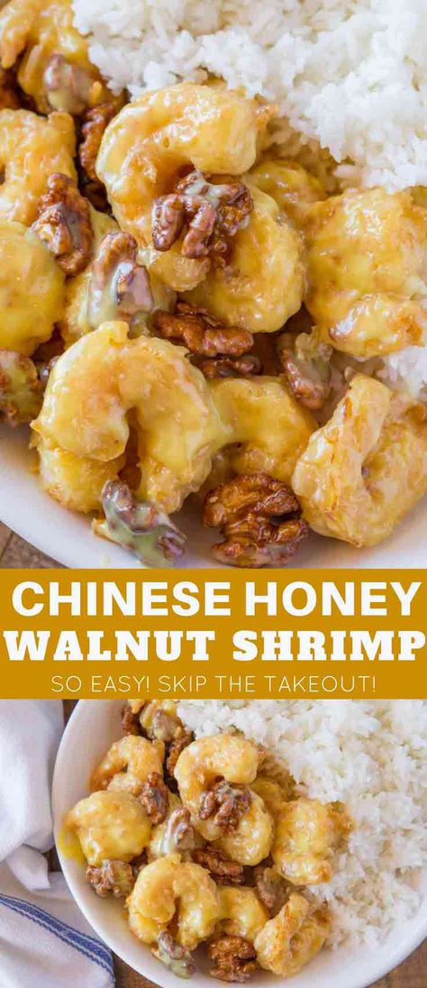 Honey Walnut Shrimp made just like your favorite takeout restaurant with the sweet honey sauce, whole walnuts and crispy fried shrimp! | #chinesefood #chineserecipes #shrimp #dinnerthendessert #shrimprecipes #takeout #chinesecopycat #pandaexpress #easyrecipes #copycat #copycatrecipes Crispy Fried Shrimp, Walnut Shrimp, Honey Walnut, Authentic Chinese Recipes, Mapo Tofu, Honey Walnut Shrimp, Shrimp Dinner, Honey Sauce, Shrimp Recipes For Dinner