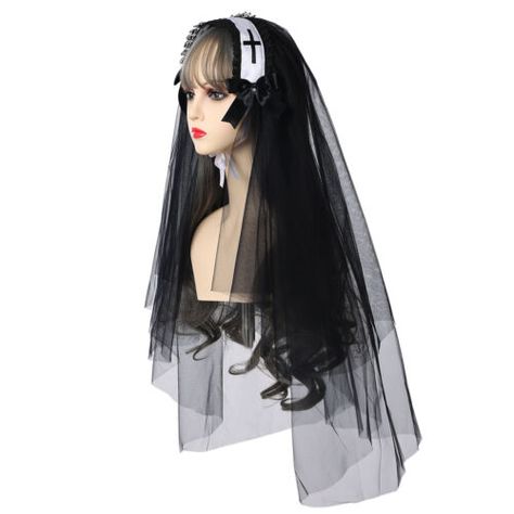 Nun Headdress, Nun Costume Aesthetic, Nun Headpiece, Nun Veil, Gothic Nun, Nun Cosplay, Cosplay Headpiece, Ghost Outfit, Veil Diy