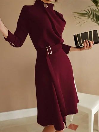 Fashion Elegant Style bestsellers Online Shopping Page 2 | stylewe Stand Neck, Business Party, Elegant Midi Dresses, Split Dress, Dresses Elegant, Skirt Belt, Moda Vintage, Long Sleeve Midi, Long Sleeve Midi Dress