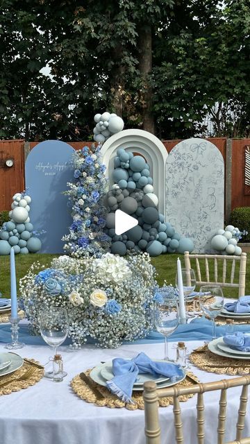 Decor By Nadia on Instagram: "Alayah’s Aqiqah 🩵" Aqeeqah Party Ideas, Aqiqah Decoration, Bautizo Ideas, Ideas Decoracion, Party Setup, August 21, Floral Prints, Floral, On Instagram