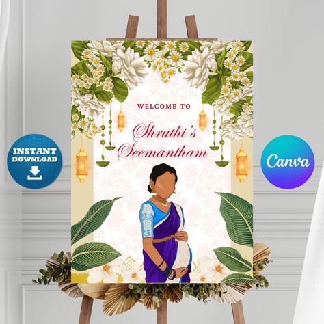 Indian Baby Showers, Ceremony Sign, Indian Baby, Welcome Boards, Type Font, Baby Shower Sign, Ceremony Signs, Theme Background, Shower Sign