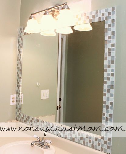 DIY Mosaic Framed Mirror Tutorial | Hometalk Bathroom Mirror Makeover Frames, Bathroom Mirror Makeover, Mosaic Tile Mirror, Mirror Makeover, Diy Mosaic, Backsplash Kitchen, Framed Mirror, Bathroom Redo, Mosaic Diy