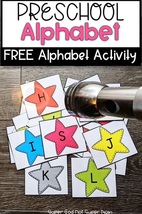 Are you looking for new ways to engage your preschooler in learning? This free alphabet stars activity is perfect for the active learner. Turn off the lights, grab a flashlight and go for a shooting star letter hunt. Even reluctant learners will have fun with this activity! #preschool #preschoolathome #alphabetactivity Space Activities Preschool, Star Alphabet, Prewriting Activities, Preschool Alphabet Activities, Letter Hunt, Letter Learning Activities, Space Lessons, Space Preschool, Abc Phonics