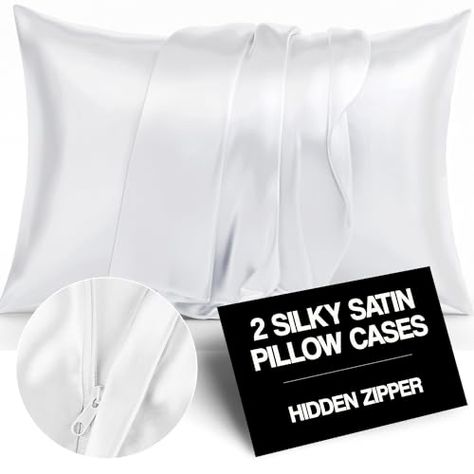 Satin Pillow Case, Silk Pillowcase Hair, Silk Pillowcases, Skin White, Satin Pillow, Satin Pillowcase, Silk Pillowcase, White Satin, Amazon Finds