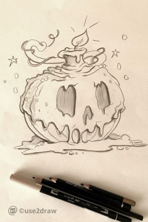 A Drawing, A Pumpkin, Candle Wax, Halloween Pumpkin, Wax, Sketch, Photoshop, Halloween, Drawings