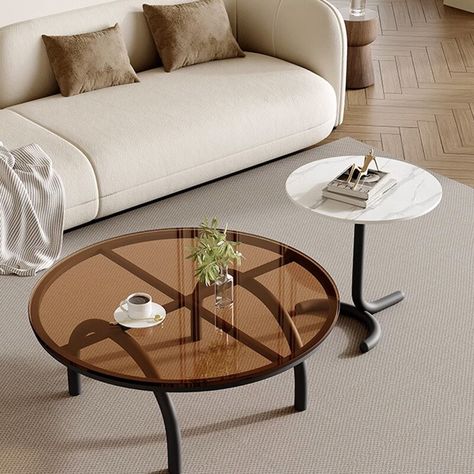 Smarter Shopping, Better Living! Aliexpress.com Brown Tea, French Retro, Glass Top Coffee Table, Table Table, Cream Style, Glass Coffee Table, Small Apartment, Tea Table, Small Apartments