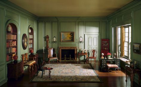 E-6: English Library of the Queen Anne Period, 1702-50 | The Art Institute of Chicago Regency Townhouse, Cozy Home Library, Georgian Interiors, Dining Room French, English Library, Victorian Parlor, Room Boxes, English Country Style, The Art Institute Of Chicago