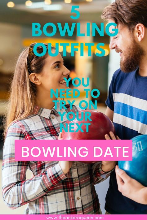 A beautiful couple looking at each other lovingly holding bowling balls. They are dressed casually. Work Bowling Party Outfit, What To Wear Bowling Outfits, Bowling Outfits Casual, Bowling Date Outfit, Bowling Date, Cosmic Bowling, Date Outfit Ideas, Bowling Outfit, Bowling Party