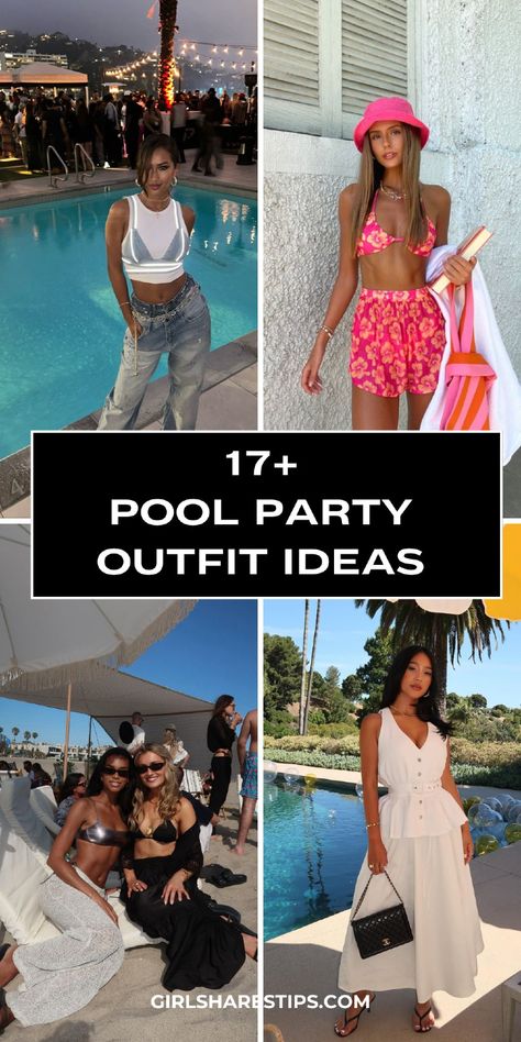 Trendy, classy, and elegant pool party outfits for women. Look cute and chic at a beach club or yacht party, ensuring you dress to impress. From Las Vegas to Argentina, at night or day, these casual yet baddie styles are perfect for EDM, birthdays, brides, and college girls. Glam up your curvy and chubby figure with these easy, aesthetic outfits from Amazon and more. Vegas Day Pool Party Outfit, Winter Pool Party Outfit, Club Outfits Vegas, Las Vegas Day Club Pool Parties Outfit, Easy Aesthetic Outfits, Cute Pool Party Outfits, Day Club Pool Party Outfit, Dayclub Pool Outfit, Pool Party Outfit Dress To Impress