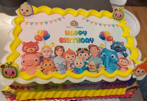 Cocomelon Sheet Cake Ideas, Cocomelon Sheet Cake, Cocomelon Cake Ideas, School Bus Cake, Bus Cake, Cocomelon Theme, Cocomelon Cake, Coco Melon, Rectangle Cake