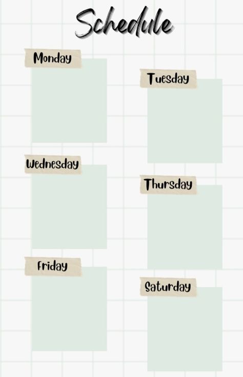 Week Aesthetic, Sunday To Saturday, Class Schedule, Monday Tuesday, One Week, Children Illustration, Journal Ideas, To Do List, Layout