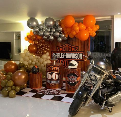 Harley Davidson Party Theme, Harley Davidson Baby Shower, Harley Davidson Birthday, Motorcycle Party, Motorcycle Birthday, Harley Davidson Wedding, Harley Davidson Baby, Grown Up Parties, Birthday Party Theme Decorations