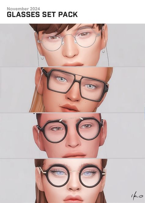 Glasses Set Pack | Patreon Glasses Cc Sims 4, Sims 4 Cc Glasses, Goth Sims 4, Maxis Match Cc Folder, Sims 4 Jewelry, Sims 4 Packs, Sims Accessories, Sims 4 Cc Maxis Match, Big Glasses