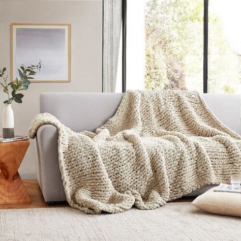 Dakota Fields Fanelli Rectangular Pillow Cover & Insert | Wayfair Blanket Over Couch, Throw Blanket On Bed, Blanket On Bed, Tan Throw Blanket, Chunky Knit Throw Blanket, Gauze Blanket, Goose Down Pillows, Oversized Throw Blanket, Chunky Knit Throw