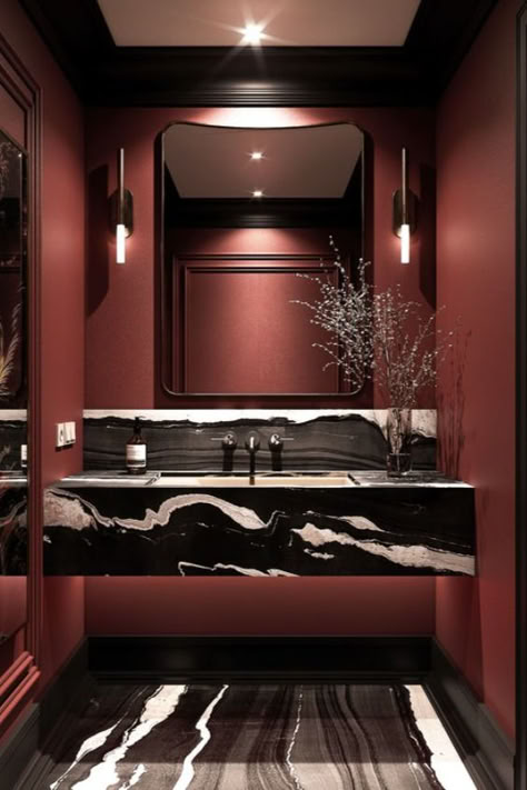 Interior Bathroom Design, Darius The Great, Burgundy Bathroom, Persian King, Luxury Bathroom Inspiration, 2024 Bathroom, Interior Design Bathroom, Wc Design, Restroom Design