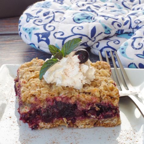 "If you're anything like me and basically live for Saskatoon berry season (Juneberry season), you're going to love this Saskatoon berry recipe! These Saskatoon Berry Squares have a juicy Saskatoon berry filling, nestled between delicious buttery oat layers. They are easy to make and can be made with either fresh or frozen Saskatoon berries and pantry staples!  These delicious berries (aka Prairie Berries, or Juneberries in the United States, and Services Berries in the UK) are only in season a Drumstick Dessert, Saskatoon Berry Recipes, Saskatoon Berry Recipe, Saskatoon Berry Pie, Copycat Drink Recipes, Berry Filling, Velveeta Recipes, Ritz Cracker Recipes, Saskatoon Berry